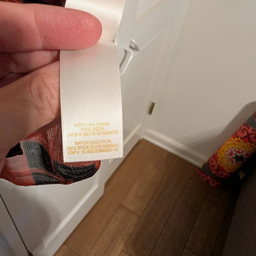 Kate Spade Plaid Silk Chiffon Ruffled Blouse, Size 10 - Picture 6 of 13